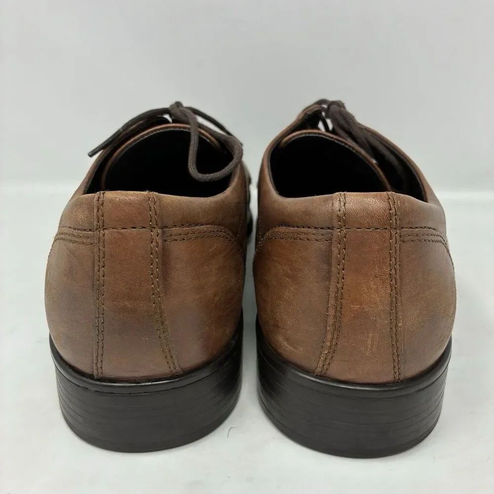 ECCO Mens Tray Tech Oxford Dress Shoes EU 42 Chestnut US 8.5M Lace Up Clean